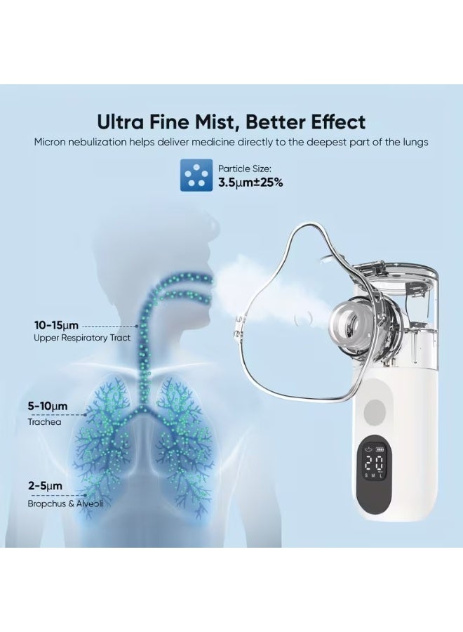 KORAX Rechargeable Ultrasonic Mesh Nebulizer with 3 Speed Settings, Portable Handheld Inhaler with Quiet Operation for Adults and Children - Image 5